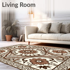 Classic Brown Floral Medallion Rug