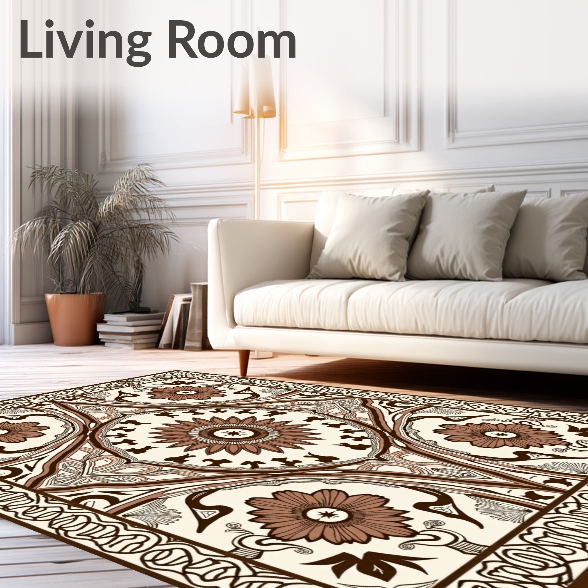 Classic Brown Floral Medallion Rug