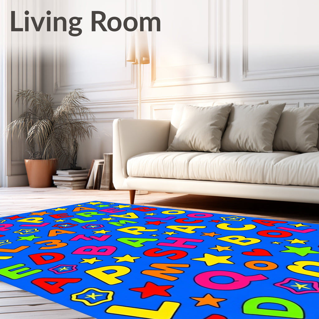 Vibrant Alphabet and Star Scatter Rug
