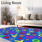Vibrant Alphabet and Star Scatter Rug