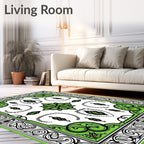 Vibrant Green Floral Arabesque Rug