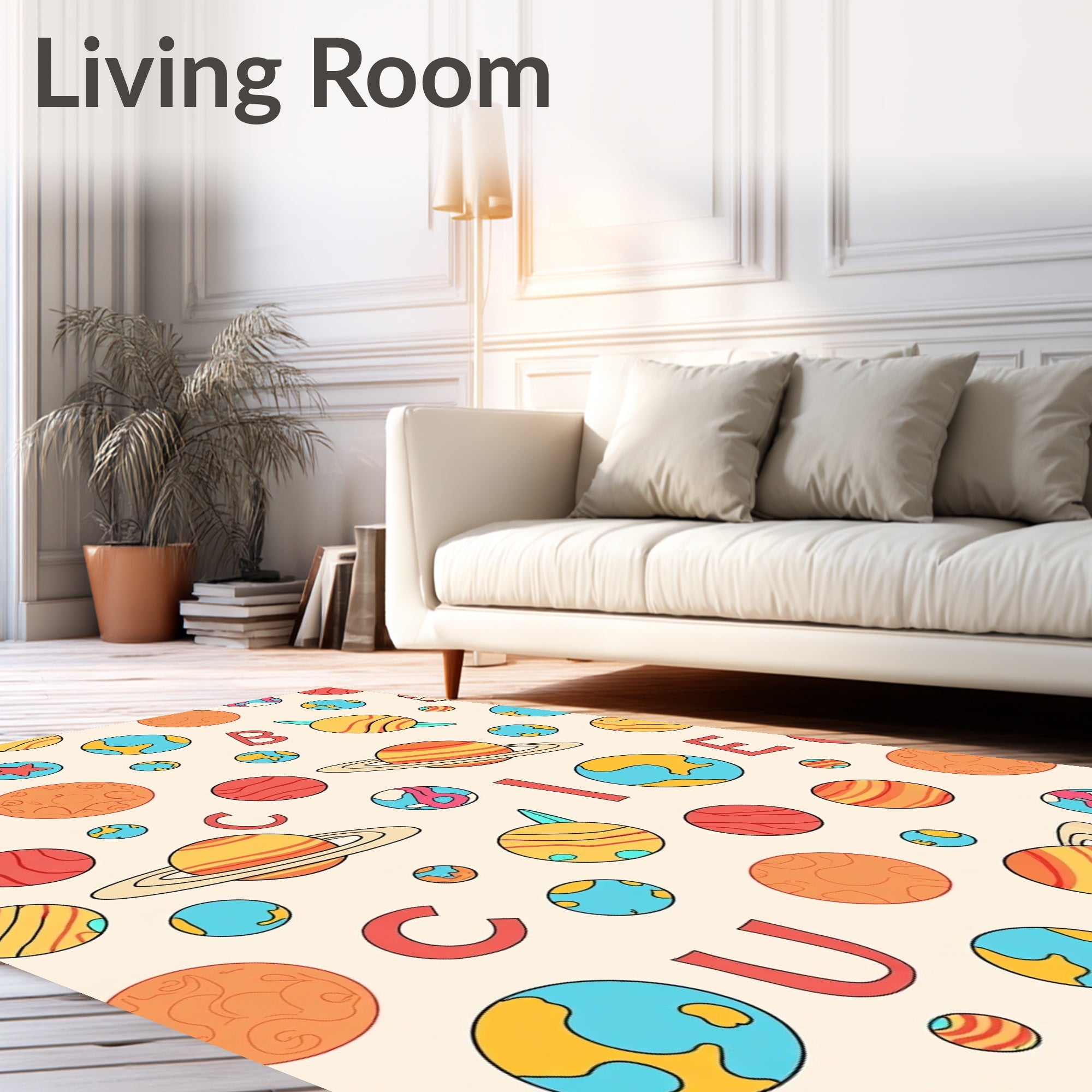 Space Planets Alphabet Whimsy Rug