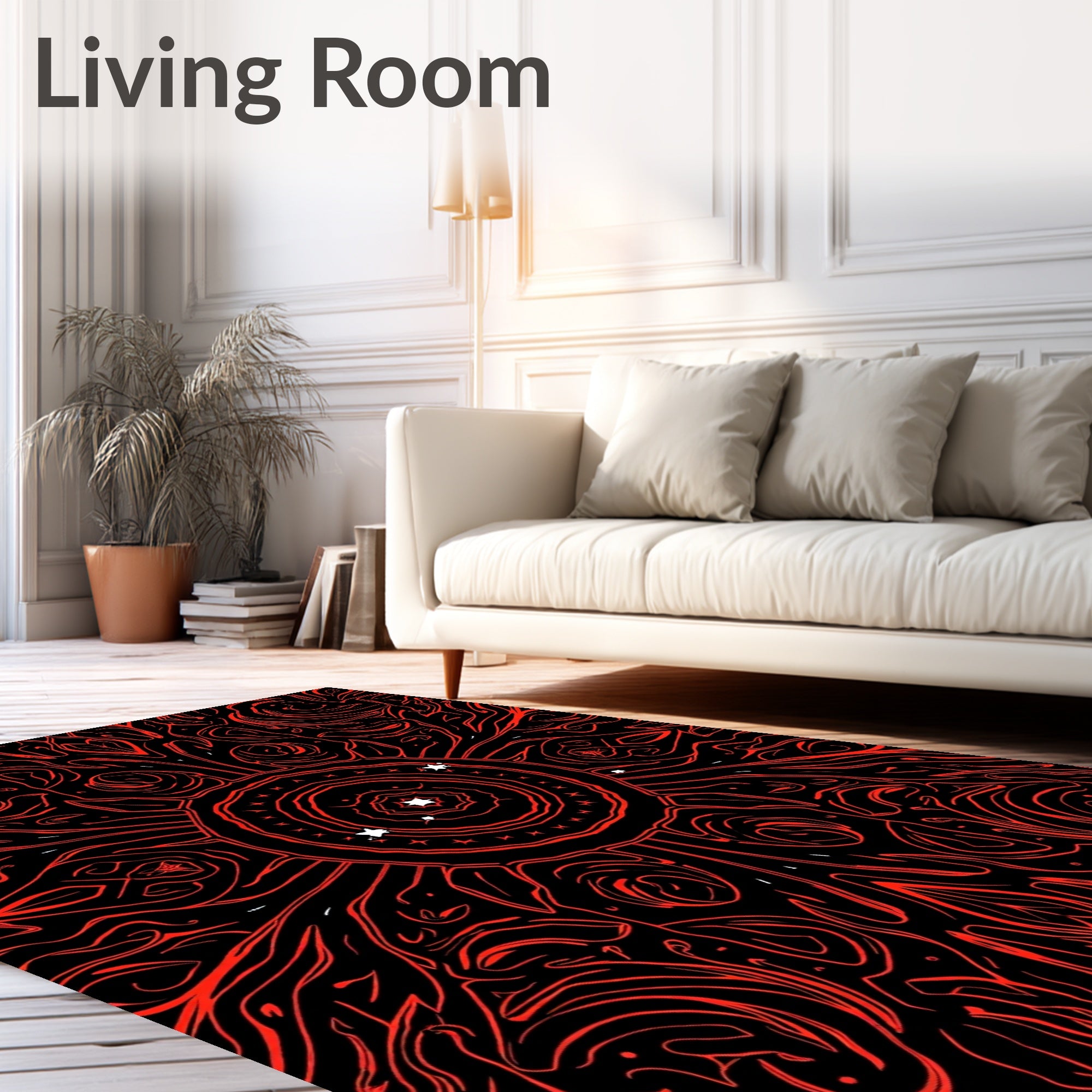 Crimson Swirl Mandala Radial Rug