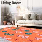 Whimsical Alphabet Teal Orange Rug