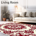 Cardinal Red Floral Mandala Rug