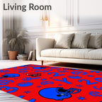 Red Blue Football Helmets Numbers Galaxy Rug