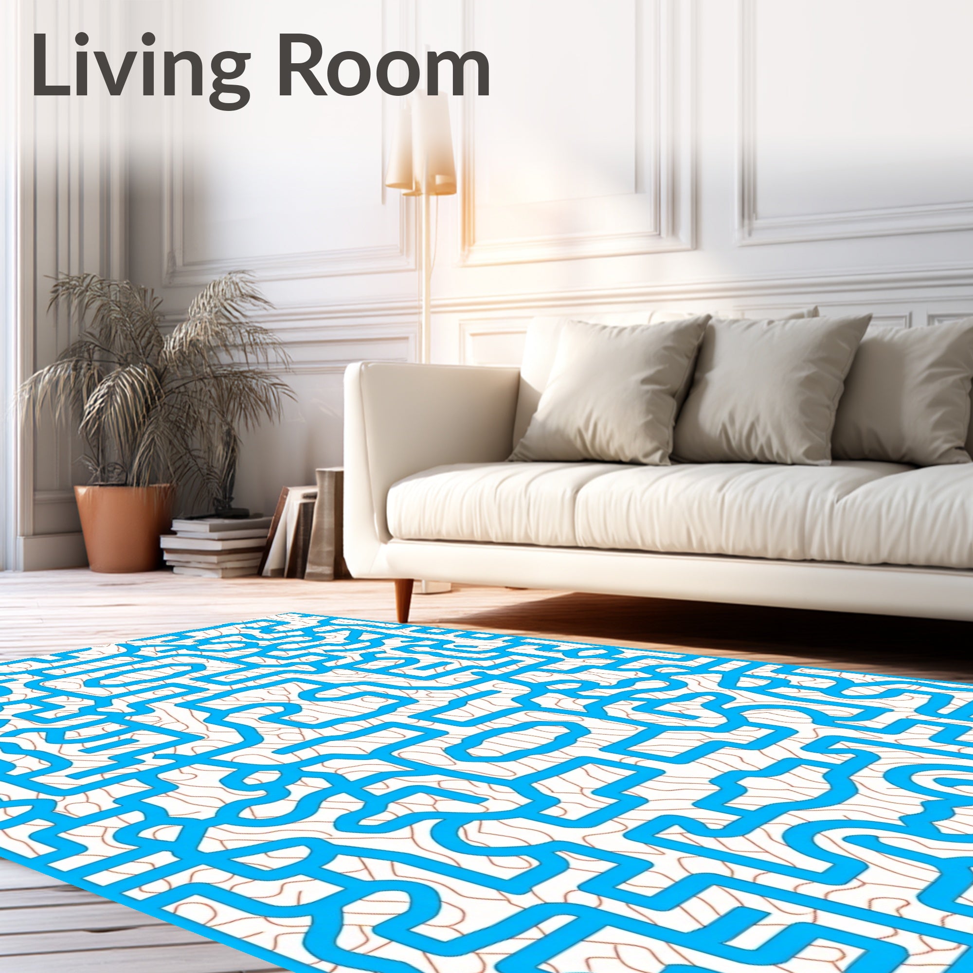 Blue Abstract Circuit Terran Maze Rug