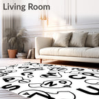 Modern Black White Typographic Collage Rug