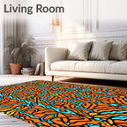 Whimsical Orange Blue Abstract Psychedelic Rug