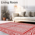 Classic Red Intricate Geometric Panel Rug