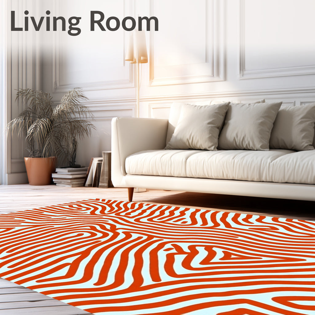 Coral Orange Organic Wave Rug