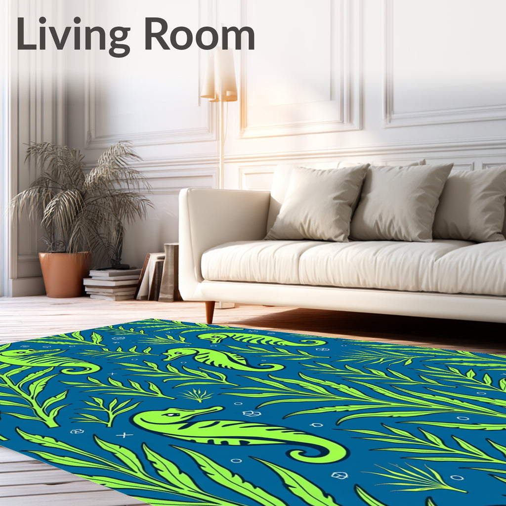 Neon Seahorse Kelp Forest Rug