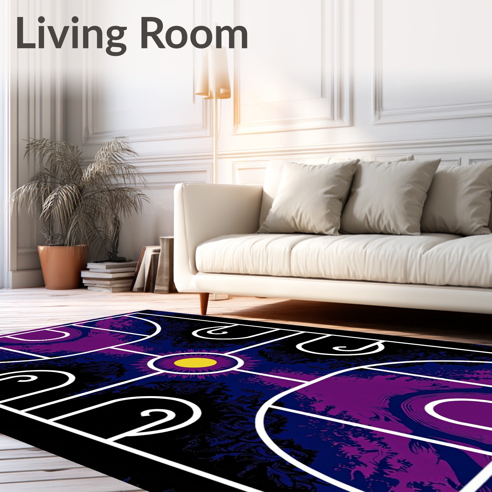 Vibrant Blue Purple Sun Court Rug