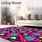 Bold Pink Aqua Yellow Starburst Rug