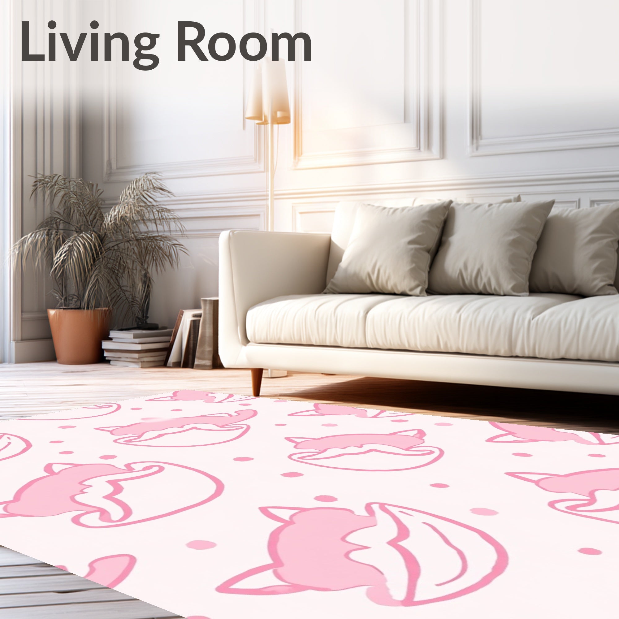 Pink Kitty Cupcake Dot Repeat Rug