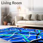 Vivid Blue Abstract Line Infusion Rug