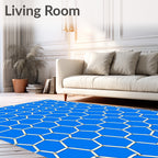 Cobalt Blue Hexagonal Net Rug