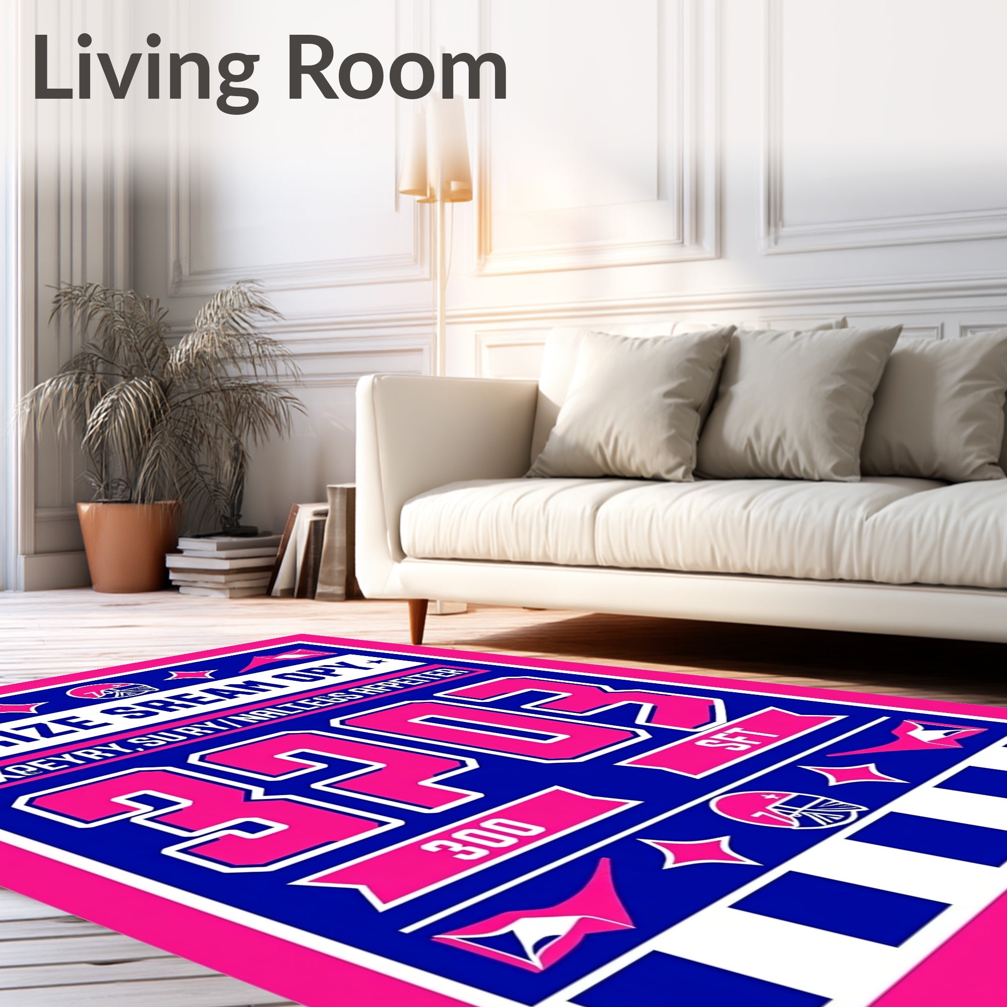 Bold Pink Blue Athletic Numbers Rug