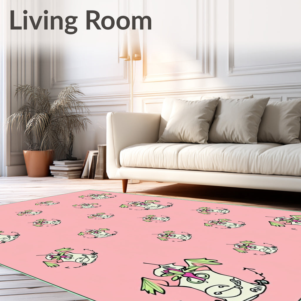 Pink Pastel Flying Character Whimsy Scatter Rug