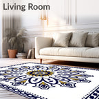 Navy Yellow Medallion Mandala Art Rug