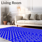 Bold Blue Angled Linear Arrangement Rug
