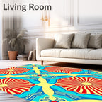 Radiant Sunburst Medallion Blue Rug