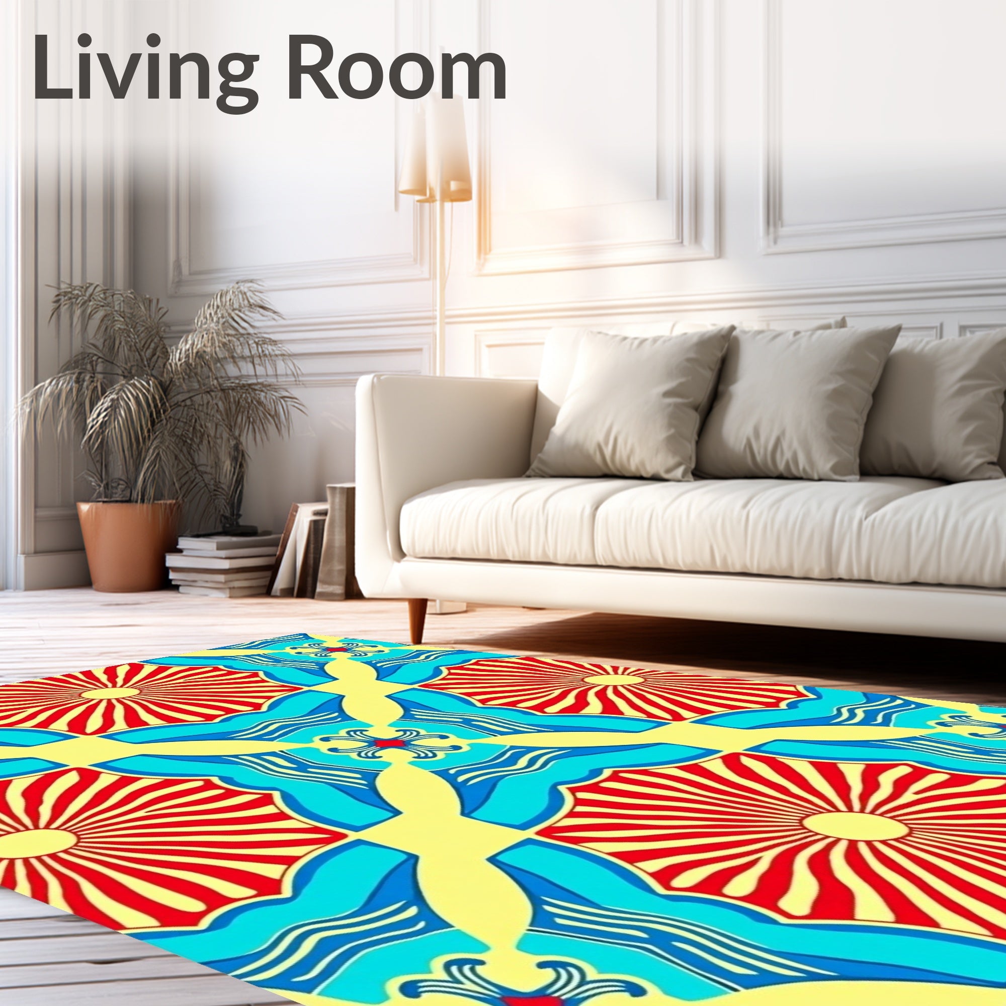 Radiant Sunburst Medallion Blue Rug