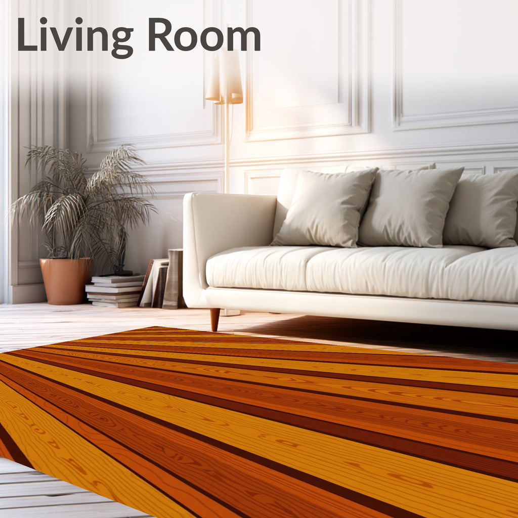 Warm Toned Wood Grain Striped Rug