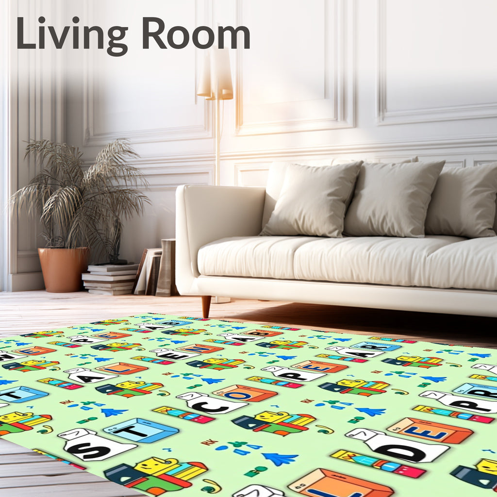Colorful Alphabet Blocks Repeating Layout Rug