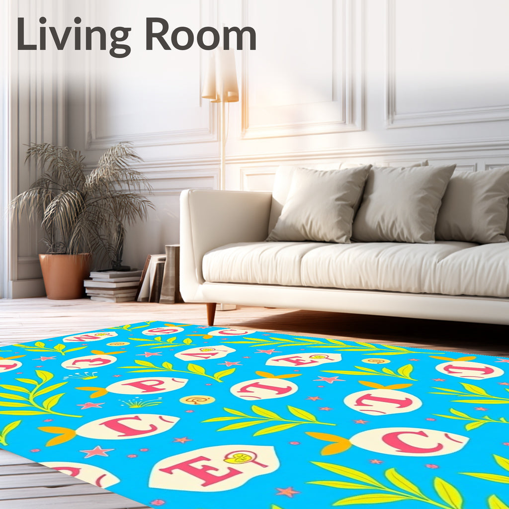 Alphabet Fish Tropical Ocean Whimsy Rug