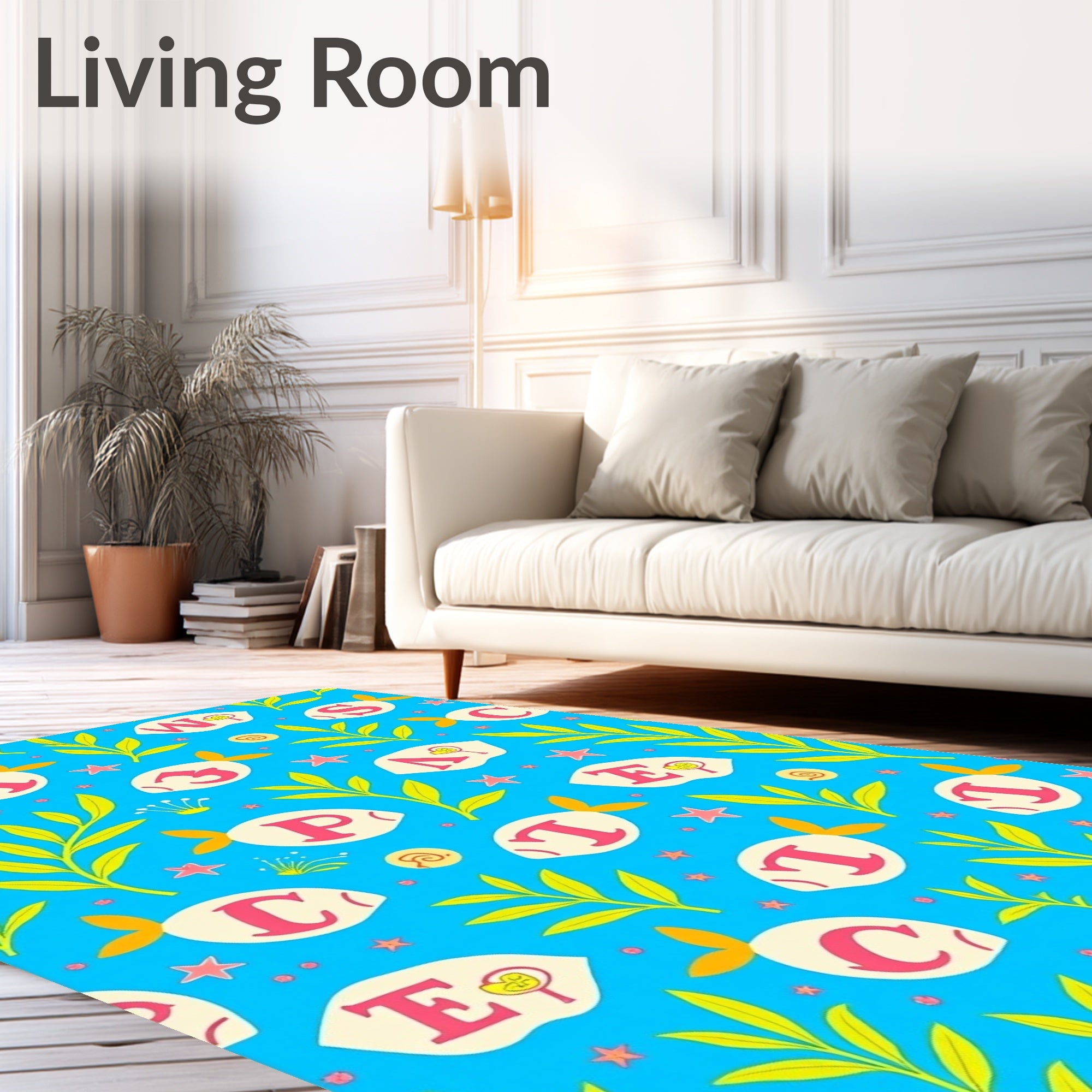Alphabet Fish Tropical Ocean Whimsy Rug