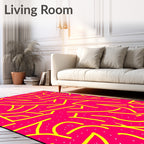 Vibrant Hot Pink Yellow Swirls Rug
