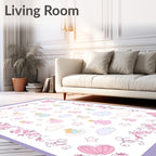 Whimsical Pink Ballerina Clouds stars Rug