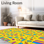Cheerful Yellow Music Note Icons Rug