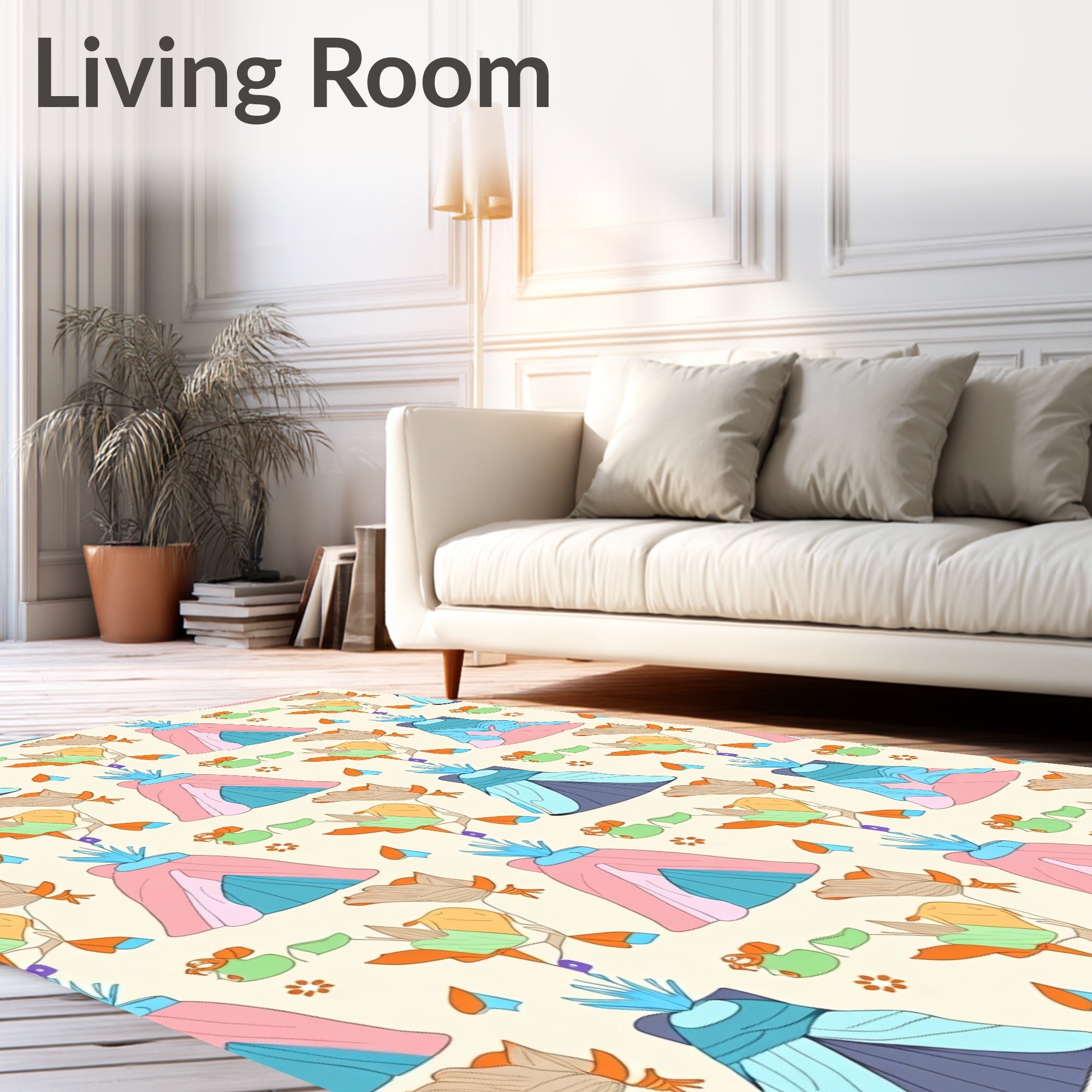 Pink Blue Teal Tent Floral Motif Rug