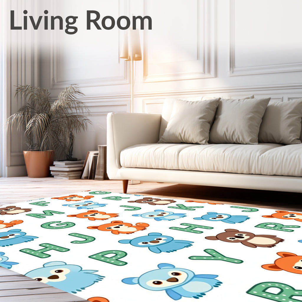 Cute Alphabet Animals Children's Rug