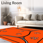 Vibrant Orange Organic Cell Illustration Rug