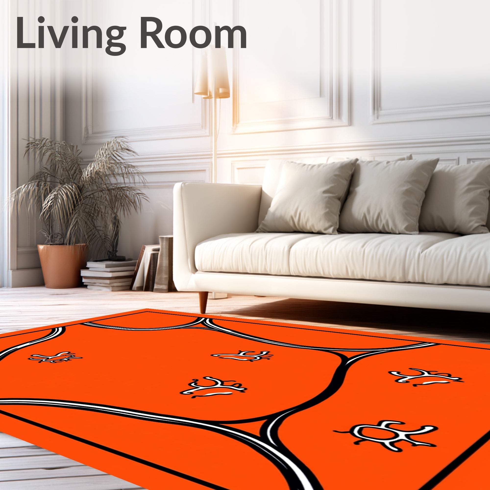 Vibrant Orange Organic Cell Illustration Rug