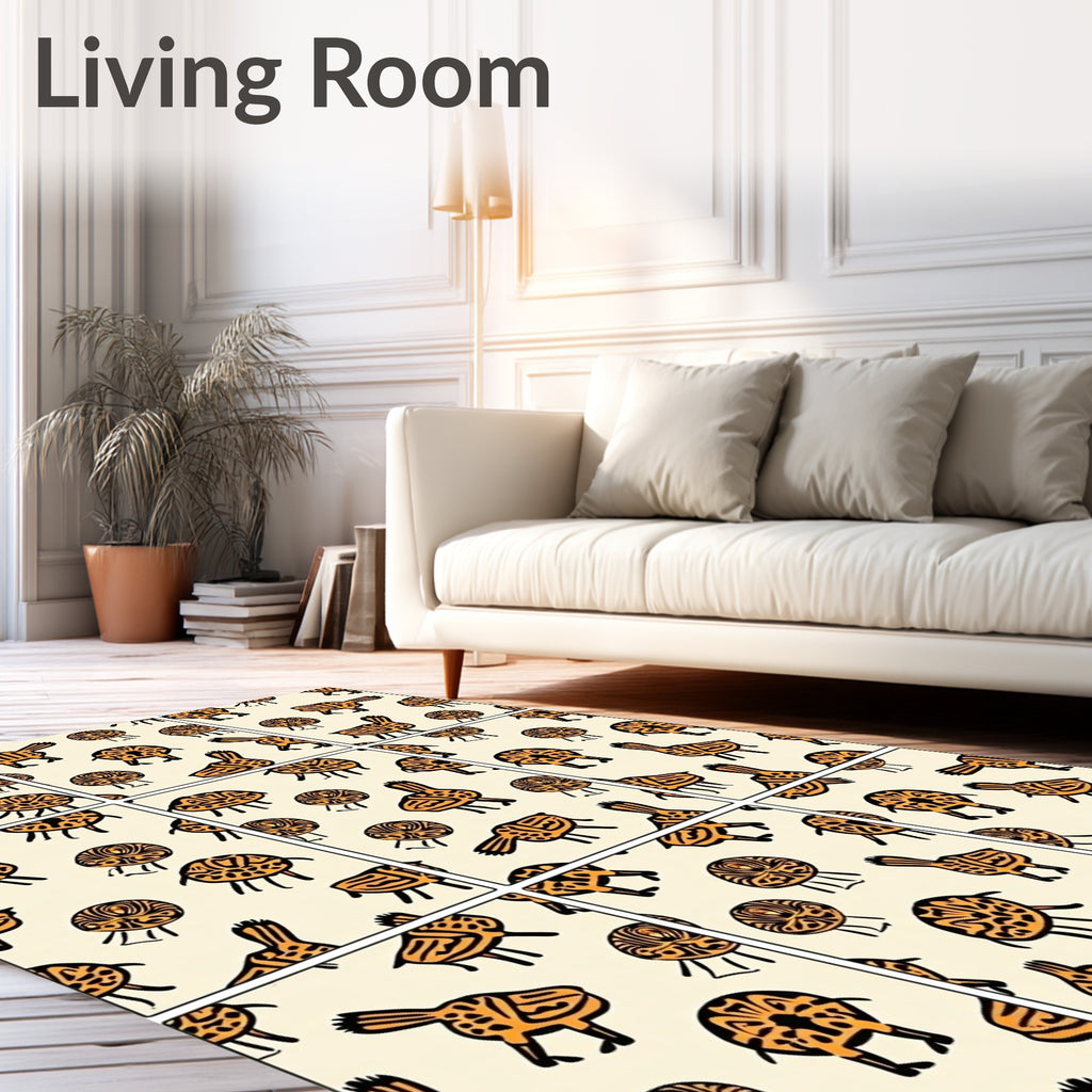 Tribal Animal Circle Figures Rug