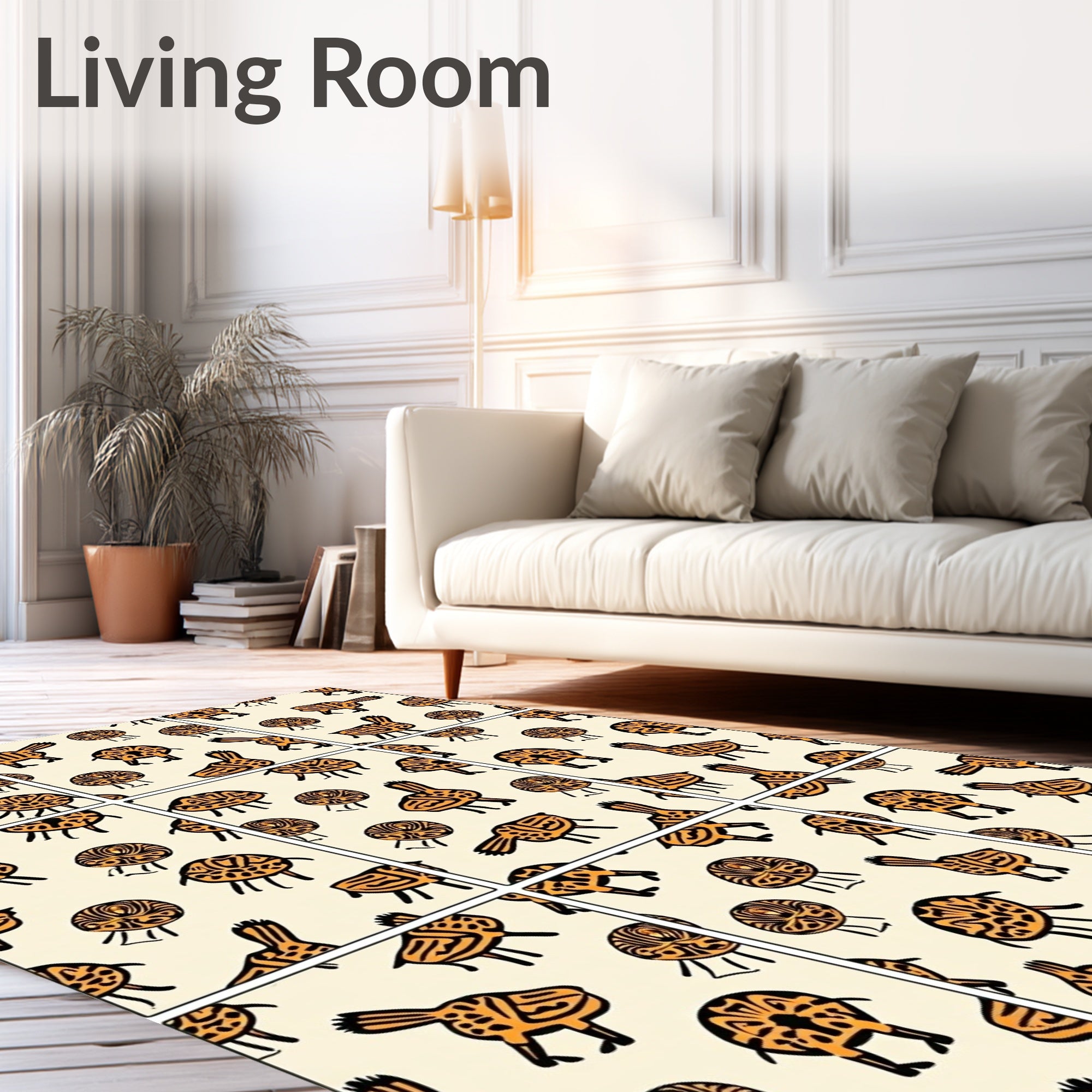 Tribal Animal Circle Figures Rug