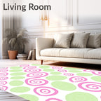 Whimsical Pink Swirls and Dots Rug