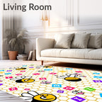 Whimsical Bees Honeycomb Alphabet Rug