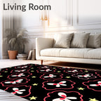 Black Pink Outline Butterfly Star Rug