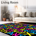 Colorful Alphabet Typography Chaos Rug