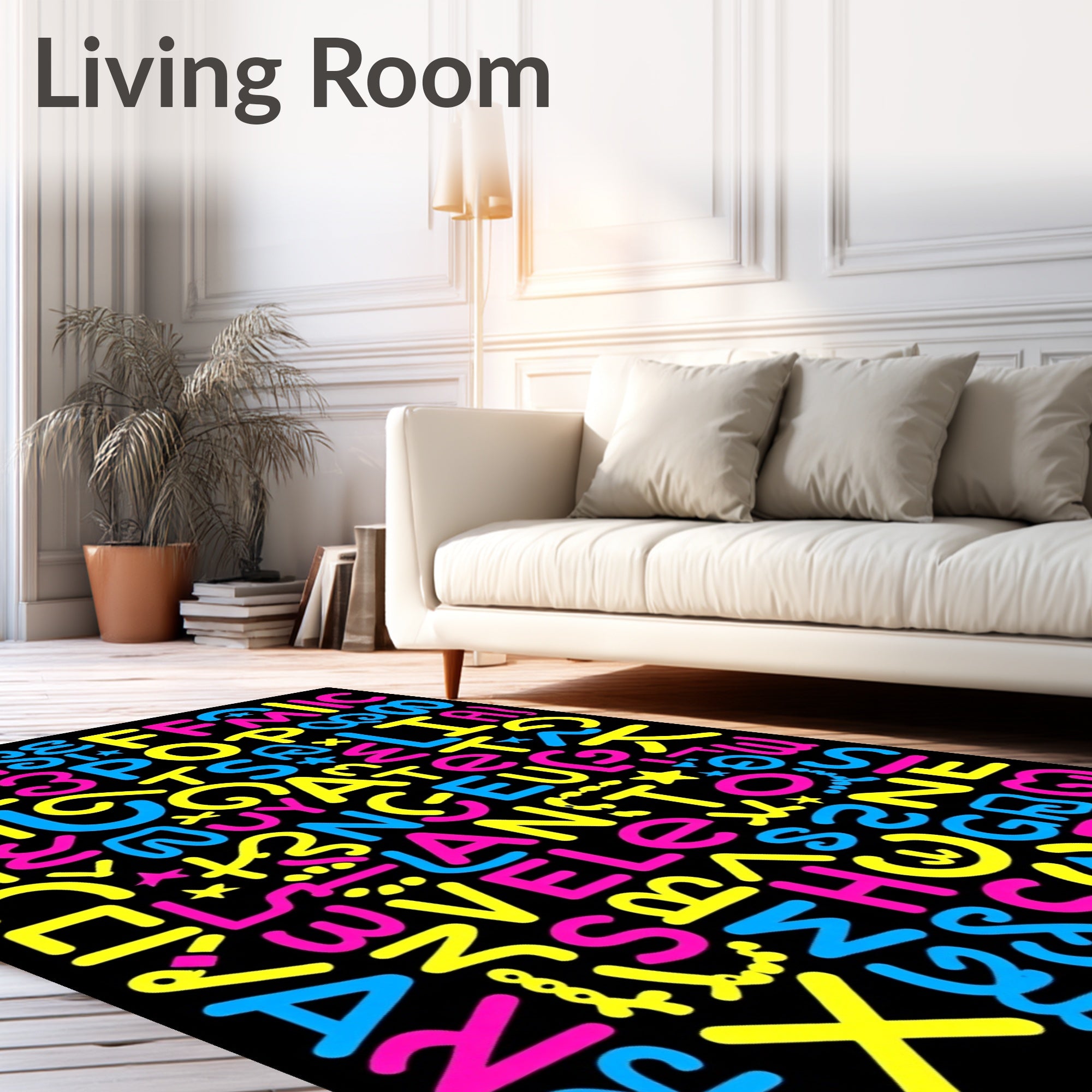 Colorful Alphabet Typography Chaos Rug