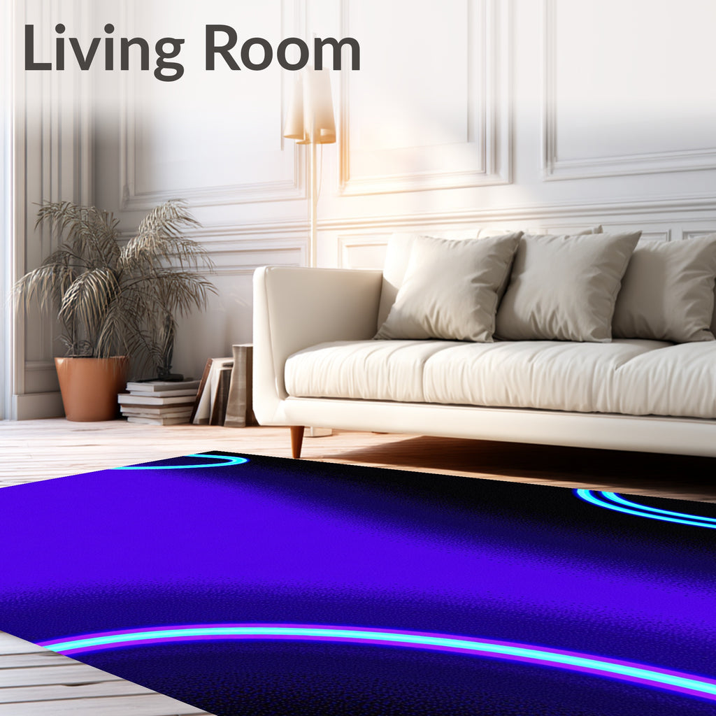 Vibrant Neon Purple Arching Loops Rug