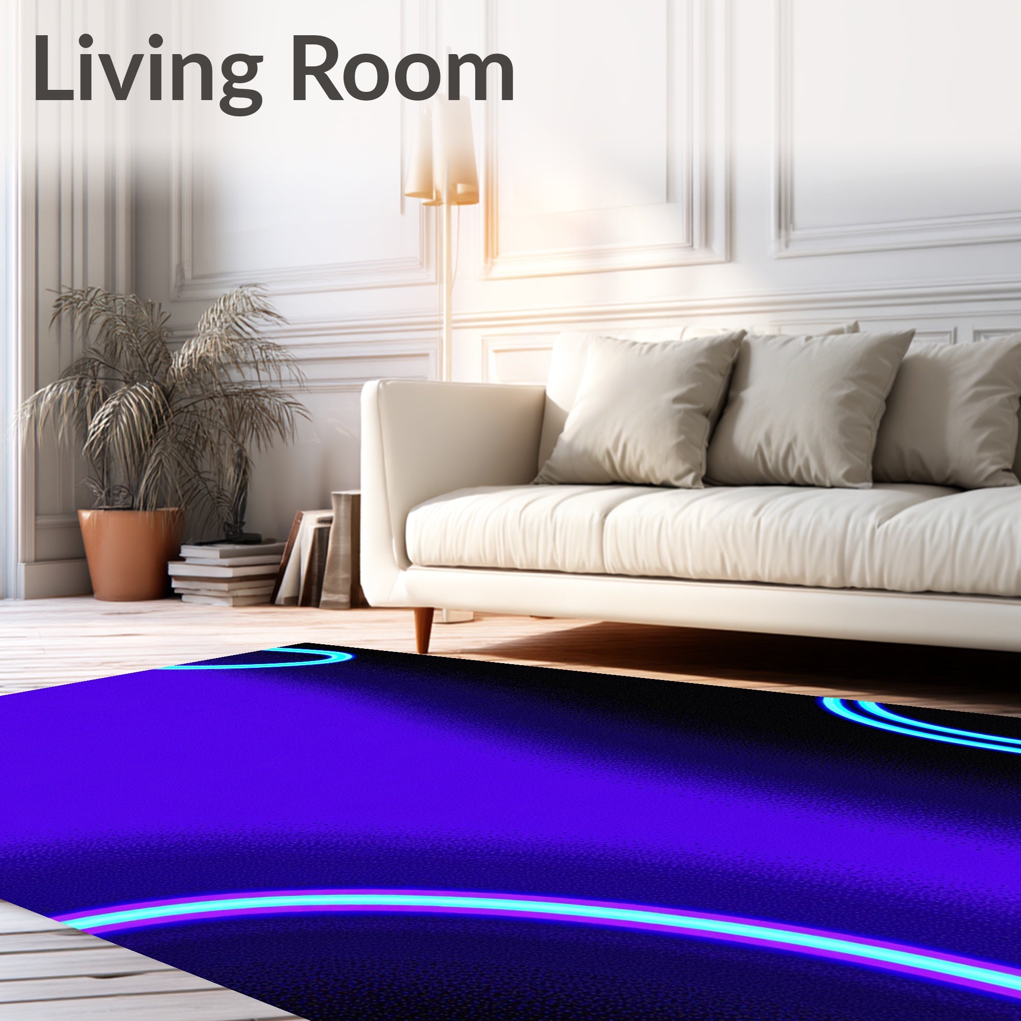 Vibrant Neon Purple Arching Loops Rug