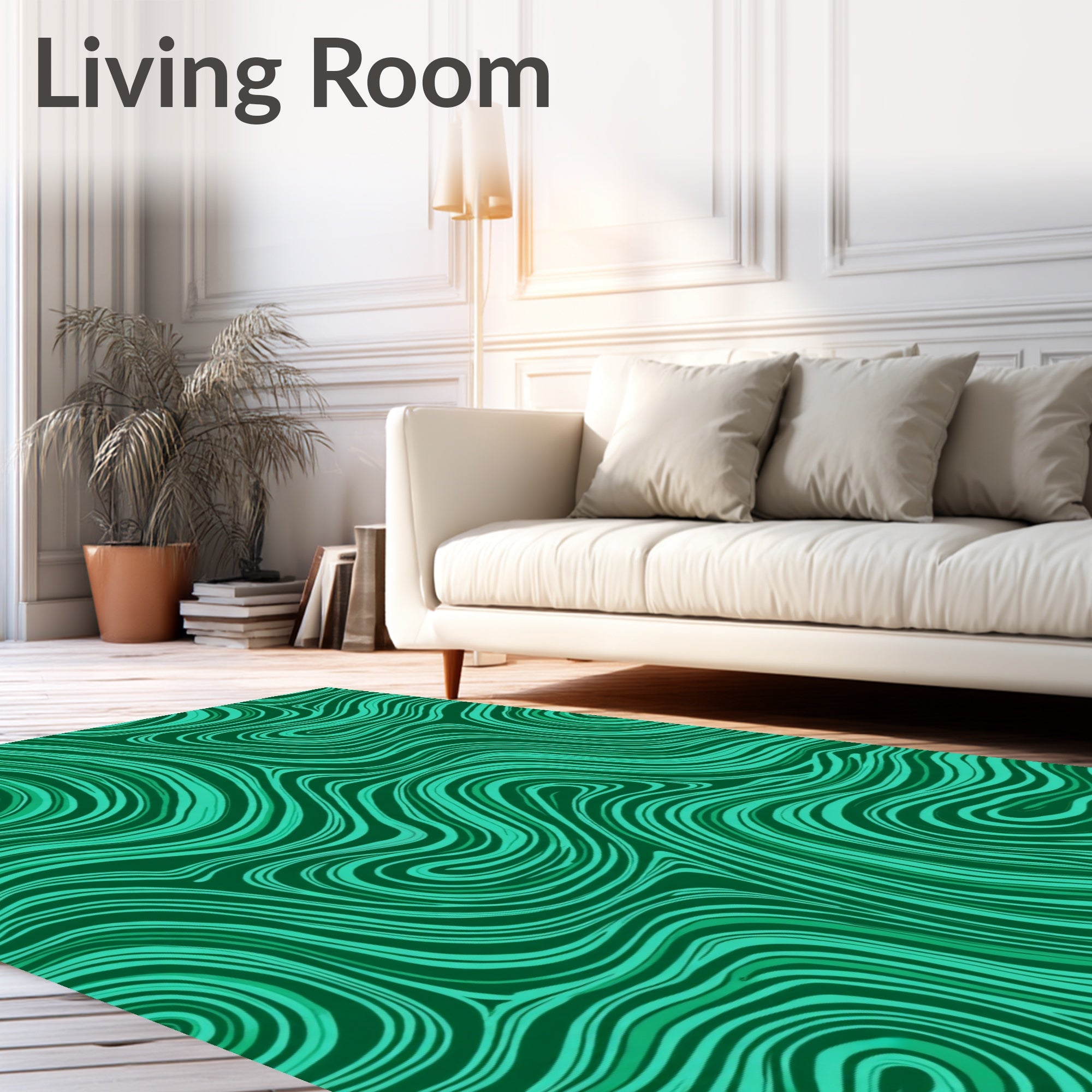 Emerald Green Swirling Stripe Rug