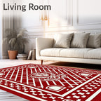Crimson Laurel Crest Geometric Rug