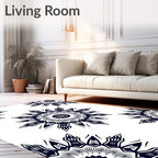 Black Sunburst Medallion Radial Rug